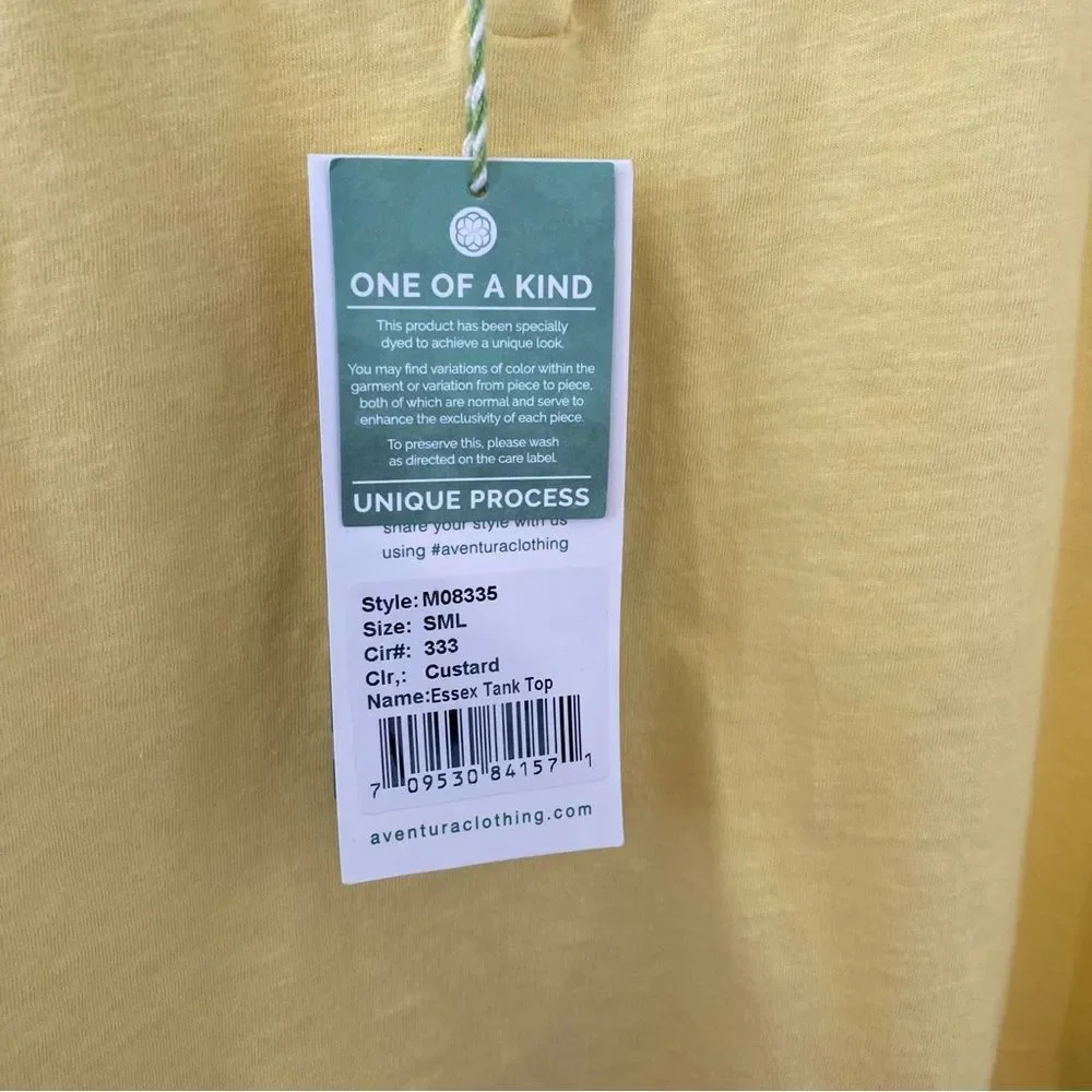 NWT Aventura Yellow Essex Tank Top Small Organic Cotton Smocked Top